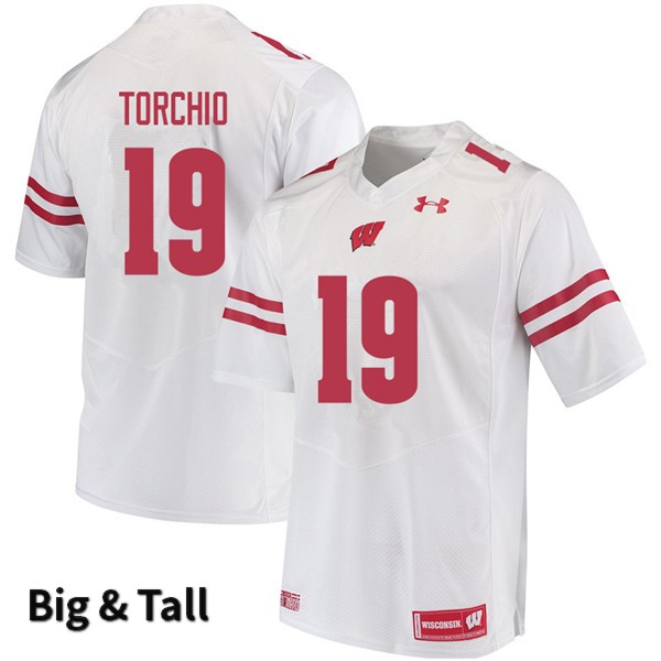 Wisconsin Badgers Men's #19 John Torchio NCAA Under Armour Authentic White Big & Tall College Stitched Football Jersey NQ40I77YF